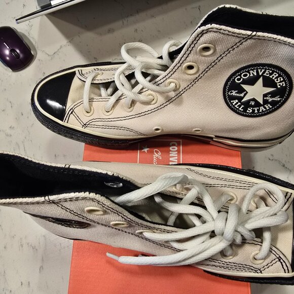 Converse - Unisex Chuck 70 High Top Shoes (A08188C) CREAM BLACK WOMEN'S 7.0 NEW - Picture 2 of 12